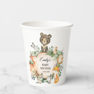 Gobelets En Papier Végétation boisée mignonne Animaux Baby shower