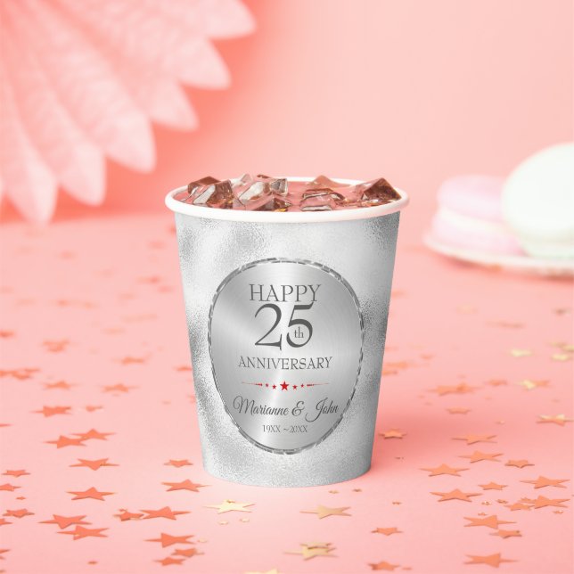 Gobelets En Papier Verre gris clair Foggy moderne - 25e anniversaire  (Insitu)