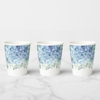 Gobelets En Papier Vert Bleu hydrangée C'est un Baby shower garçon