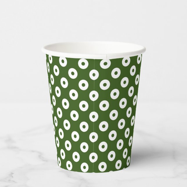 Gobelets En Papier Vert foncé amusant avec des pots Polka verts et bl (Droite)