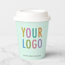 Gobelets en papier vert menthe personnalisés 8 oz