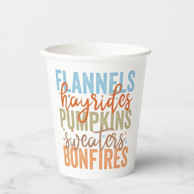 Gobelets En Papier Vibes d'automne amusantes (Recto)