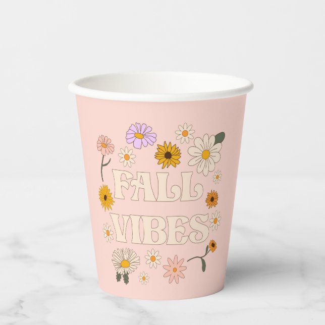 Gobelets En Papier Vibes de automne roses (Recto)