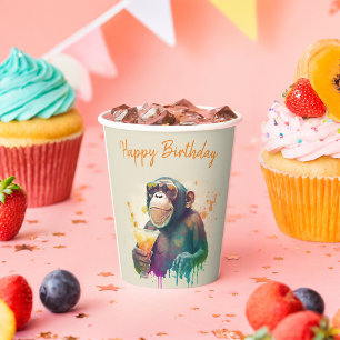 Gobelets En Papier Vibes d'été Singe - Anniversaire