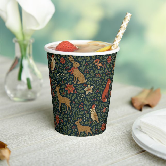 Gobelets En Papier Victorian Christmas Animal & Botanical  (Insitu)