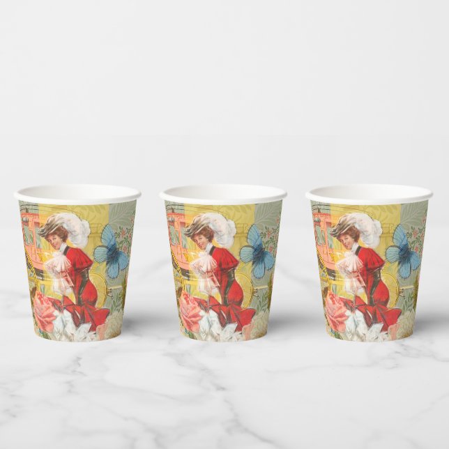 Gobelets En Papier Victorian Lady Woman Fun Carriage (Multi)