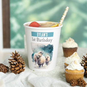 Gobelets En Papier Vies d'hiver mouton - 1er anniversaire -