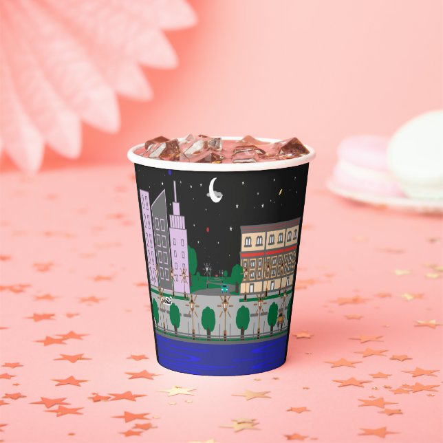 Gobelets En Papier Ville nocturne (Insitu)