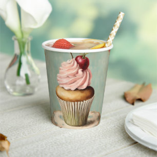Gobelets En Papier Vintage Campagnard Français Shabby Chic Cupcake Ro