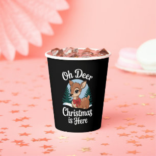 Gobelets En Papier Vintage Christmas Reindee Oh Deer Christmas Here