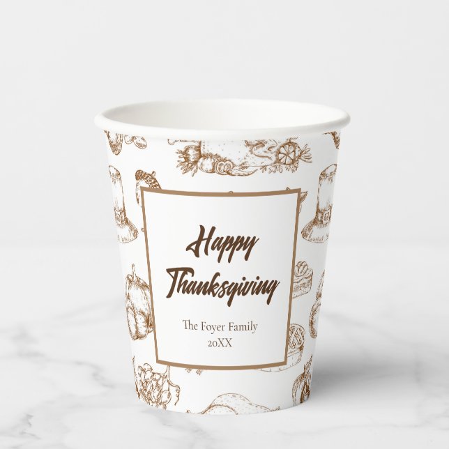 Gobelets En Papier Vintage classique Thanksgiving minimaliste Rustiqu (Recto)