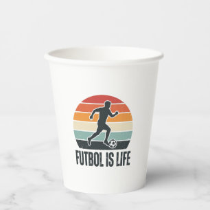Gobelets En Papier Vintage Futbol est la vie Conception de maillot de