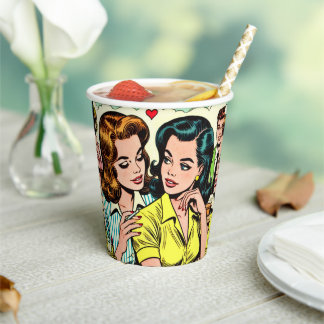 Gobelets En Papier Vintage Girls Romance