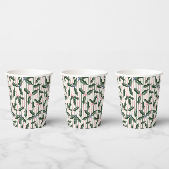 Gobelets En Papier Vintage Holly Holiday (Multi)