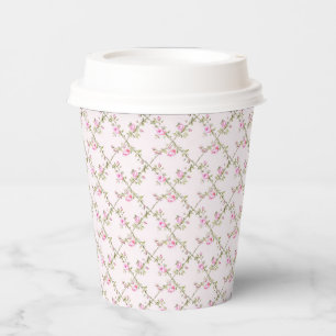 Gobelets En Papier Vintage romantique Rose floral Trellis