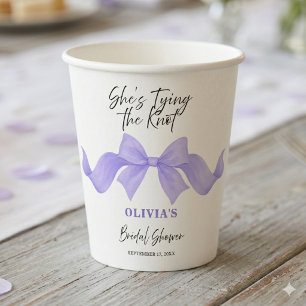 Gobelets En Papier Violet Chic Noeud Elle Attache le Nœud Réception d