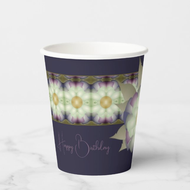 Gobelets En Papier Violet foncé avec mauve (Recto)