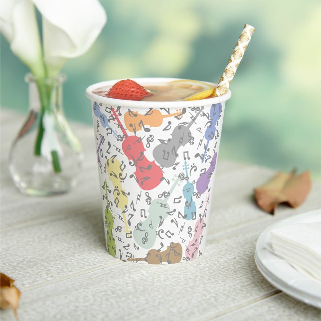 Gobelets En Papier Violons Et Notes Musicales (Créateur téléchargé)