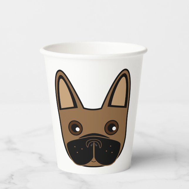 Gobelets En Papier Visage Brown de Bulldog (Recto)