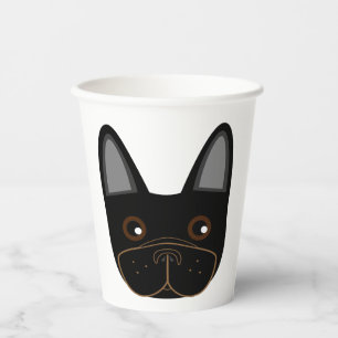 Gobelets En Papier Visage de Chien-taureau français noir