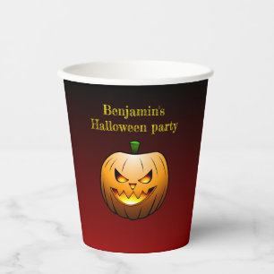 Gobelets En Papier Visage de citrouille d'Halloween