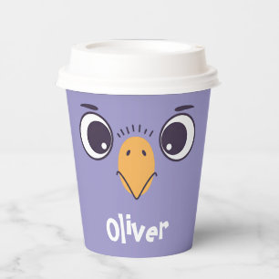 Gobelets En Papier Visage d'oiseau drôle avec de grands yeux
