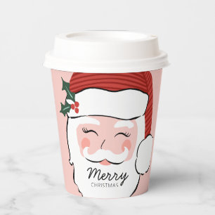 Gobelets En Papier Visage Père Noël joyeux   Joyeux Noël