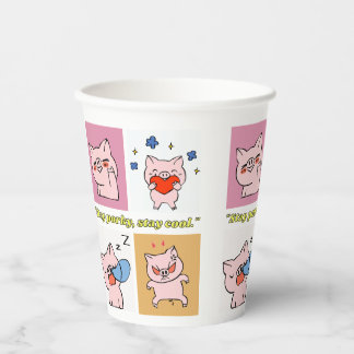 Gobelets En Papier visages de citation de cochon