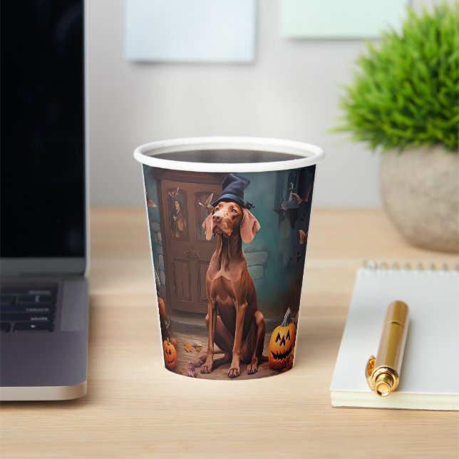 Gobelets En Papier Vizsla Citrouille Halloween effroi (Insitu)