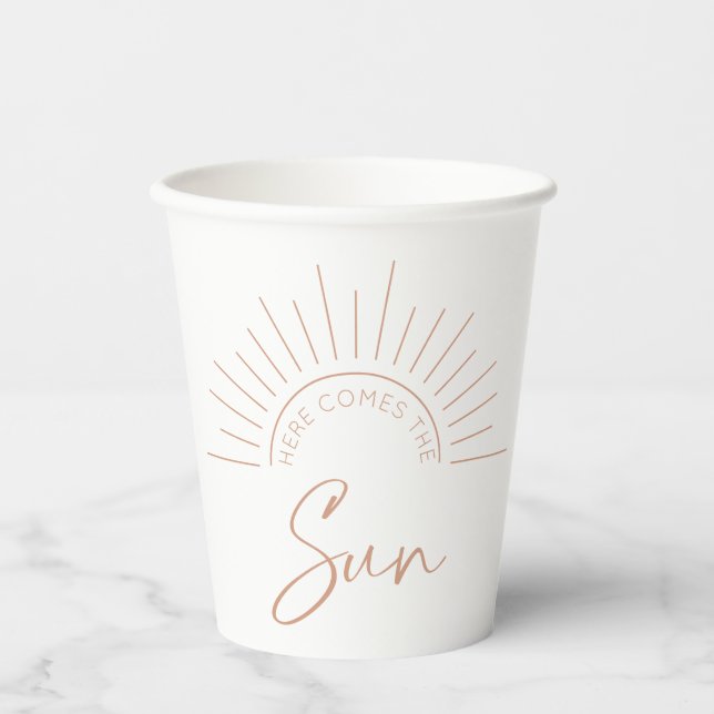 Gobelets En Papier Voici Le Baby shower Moderne Sun Boho (Recto)