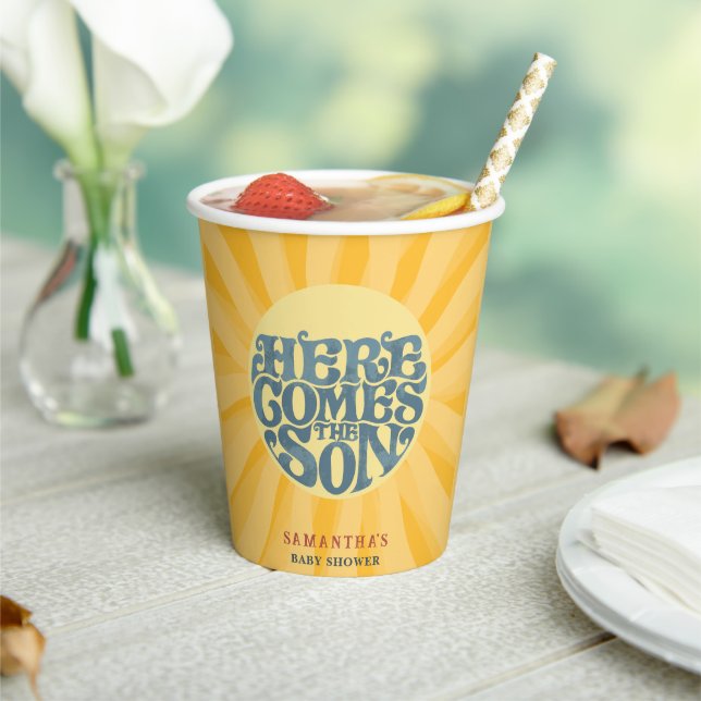 Gobelets En Papier Voici le Baby shower Son Retro (Insitu)