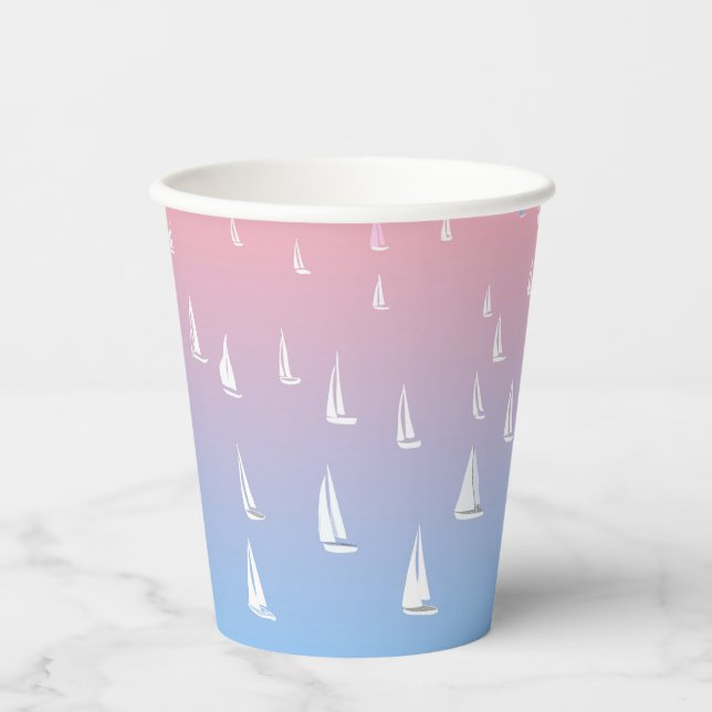 Gobelets En Papier Voiliers de course en haute mer (Recto)