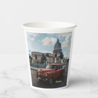 Gobelets En Papier Voiture Classique Vintage La Havane Cuba 