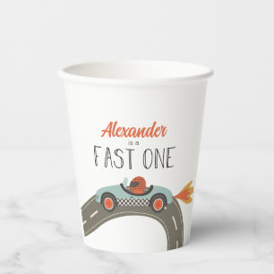 Gobelets En Papier Voiture Fast One bleue Race Anniversaire