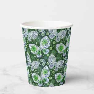 Gobelets En Papier Voler vers l'extérieur Papillon Paisley Imprimer v