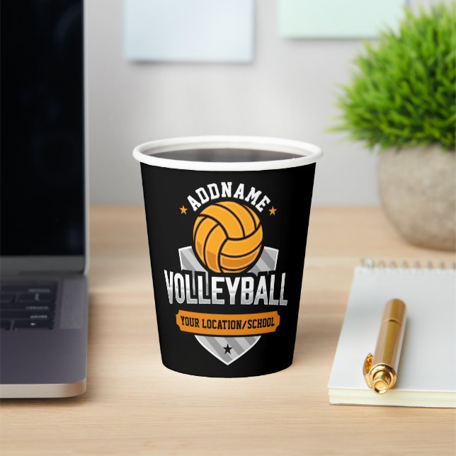 Gobelets En Papier Volleyball AJOUTER TEXTE École Varsity Team Joueur (Insitu)