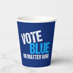 Gobelets En Papier Vote Bleu Peu Importe Qui Parti Démocrate