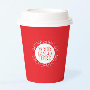 Gobelets En Papier Votre logo ou autre image Noël rouge et blanc