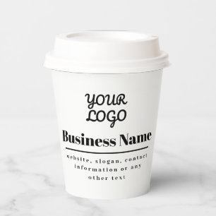 Gobelets En Papier Votre logo Retro-Moderne Blanc & Noir