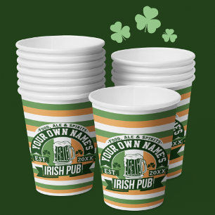 Gobelets En Papier Votre nom Irish Pub Funny Jour de la Saint Patrick