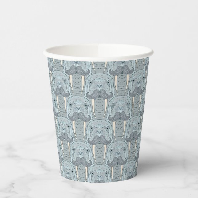 Gobelets En Papier Walrus Mustache Motif (Gauche)
