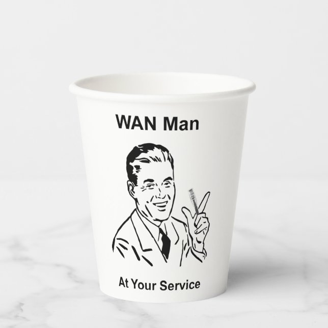 Gobelets En Papier WAN Man À Votre Service Retro Tech (Recto)