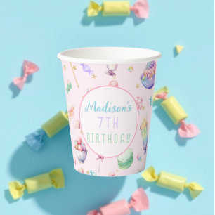 Gobelets En Papier Watercolor Candy Wonderland Pastel Fête d'annivers