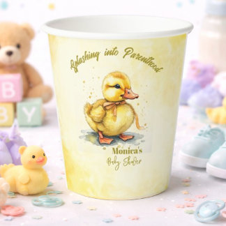 Gobelets En Papier Watercolor Duckling Splash Gender Neutral 