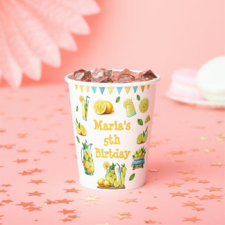 Gobelets En Papier Watercolor Lemonade fête d'anniversaire