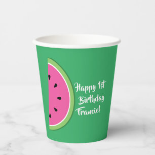 Gobelets En Papier Watermelon Cute Kids 1er anniversaire