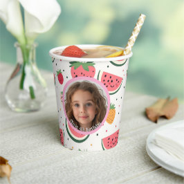 Gobelets En Papier Watermelon et fraises photo et nom Papier