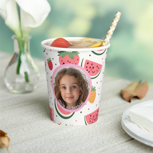 Gobelets En Papier Watermelon et fraises photo et nom Papier (Insitu)