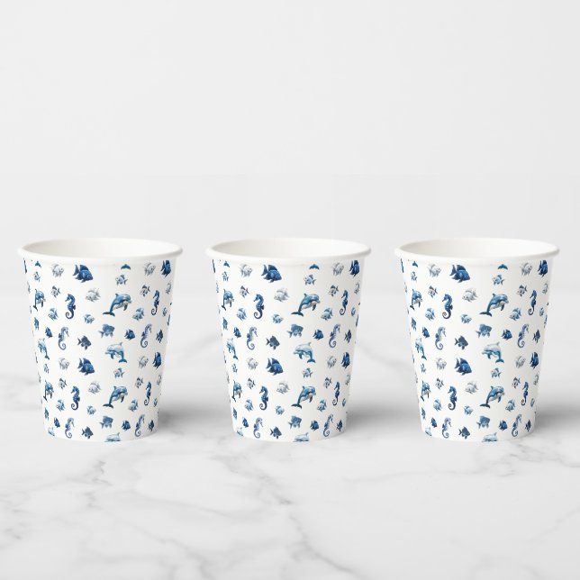 Gobelets En Papier Wedgewood Blue Ocean Créatures ! (Multi)