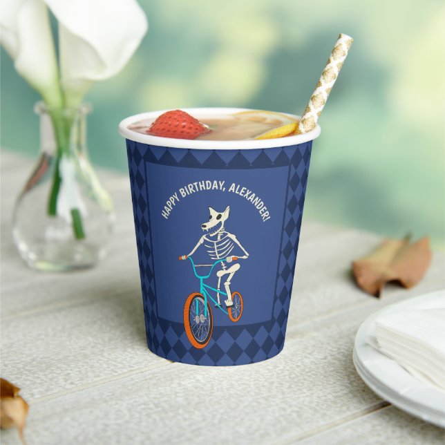 Gobelets En Papier Werewolf Skeleton on a BMX Bike Personalized (Insitu)